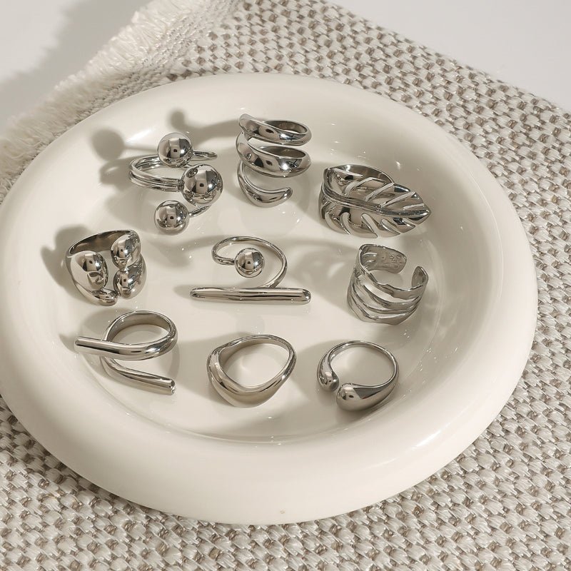 European American Stainless Steel Geometric Silver Ring Premium Niche Finger Ring Titanium Steel Jewelry Cross Border Rings