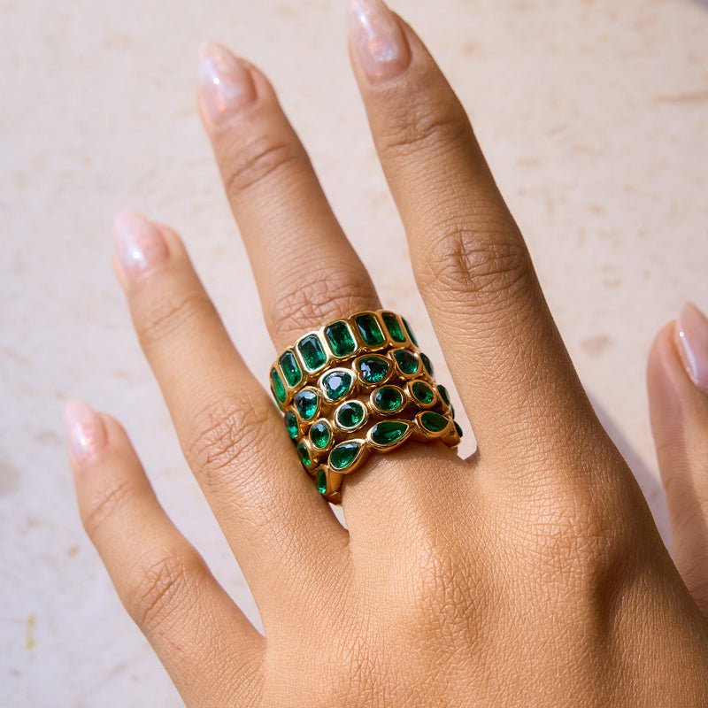 Stainless Steel Zircon Ring Minimalist High Grade Design Finger Ring 18K Gold European American Cross Border Titanium Steel Jewelry For Women