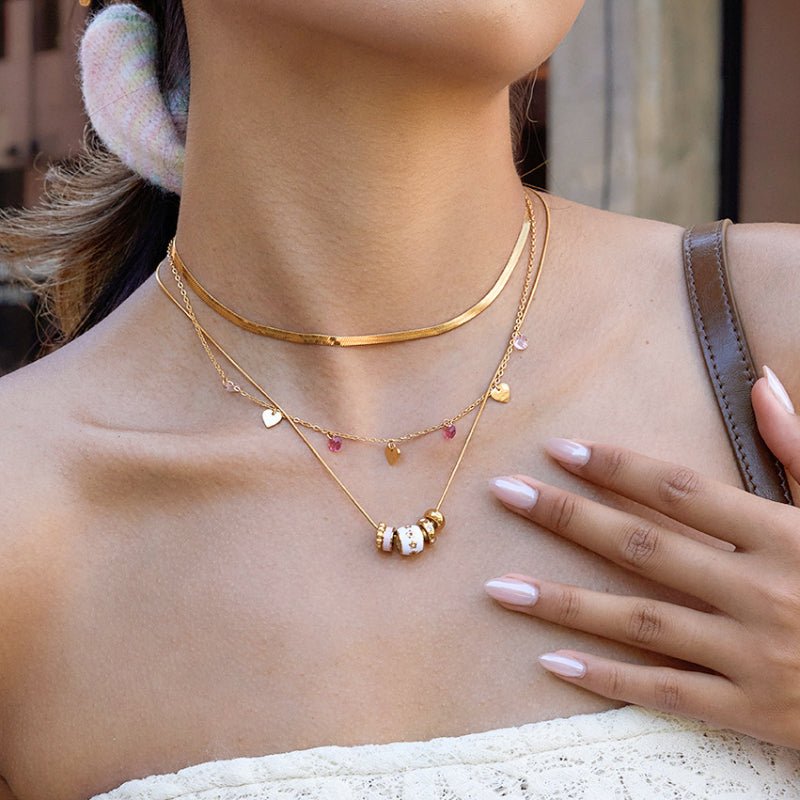 Waist Bead Titanium Steel Necklace Light Luxury Fortune Bead Choker Bvlgari Style Stainless Steel High-End Cross-Border Jewelry for Women