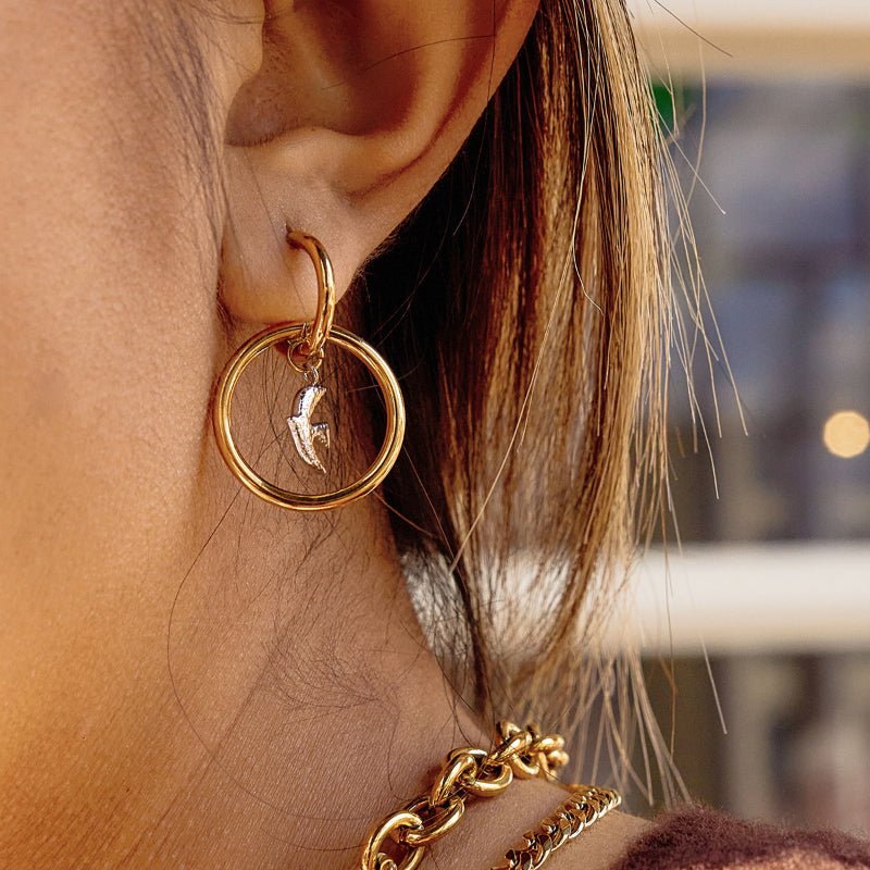 European American Stainless Steel Peace Dove Bird Pendant Earrings Light Luxury High Grade Hoop Earrings Titanium Steel Cross Border Jewelry