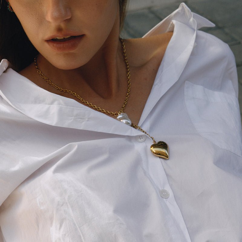 Titanium Steel Faux Pearl Long Necklace Light Luxury Premium Y Chain Non Fading Jewelry Stainless Steel Cross Border