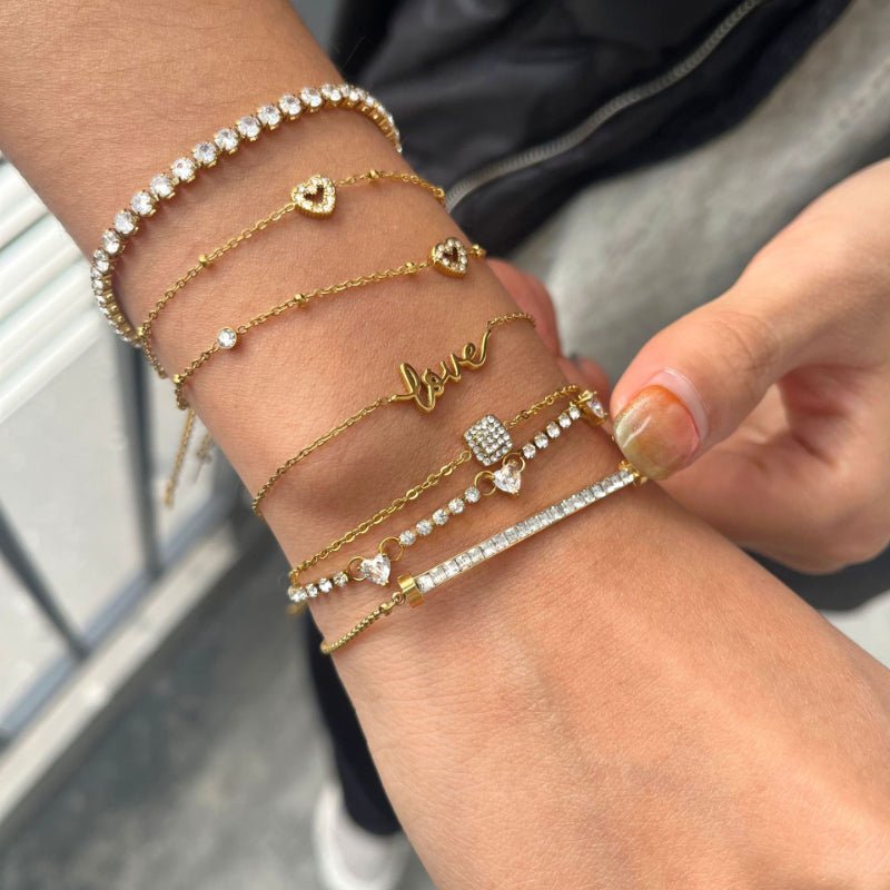 European Stainless Steel Square Sugar Bracelet Light Luxury High Grade Love Heart Jewelry Titanium Steel Cross Border Valentine's Day Jewelry