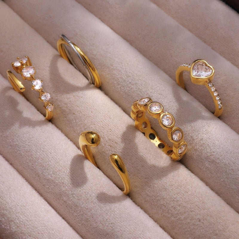 Stainless Steel Love Heart Zircon Ring For Women Minimalist High Grade Korean INS Style Finger Ring Titanium Steel Cross Border Jewelry