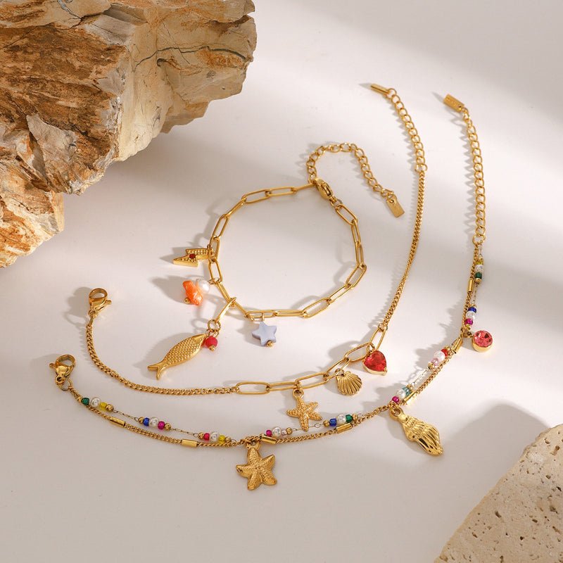 European American Stainless Steel Natural Stone Ocean DIY Bracelet Premium Personalized Jewelry 18K Titanium Steel Jewelry Cross Border