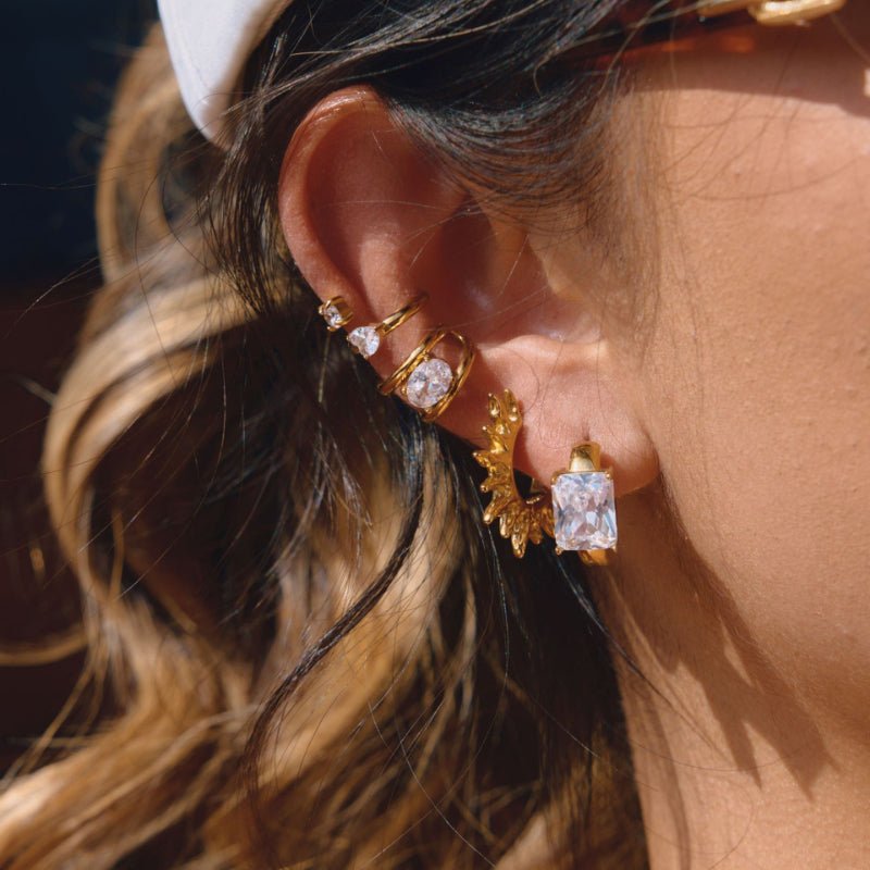 European American Stainless Steel Zircon Earrings Light Luxury High Grade Ear Cuffs No Piercing Titanium Steel Cross Border Jewelry