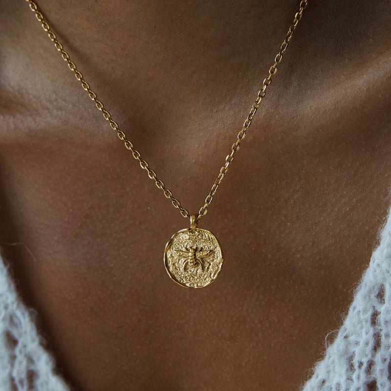 Titanium Steel Freshwater Pearl Necklace Cross Clavicle Chain Insect Coin Jewelry Stainless Steel Necklace Cross Border