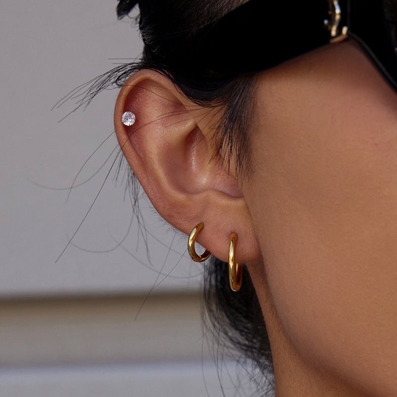 European American Stainless Steel Hoop Earrings Light Luxury High-End Tarnish-Free Titanium Steel Cross-Border Bestseller Jewelry for Women