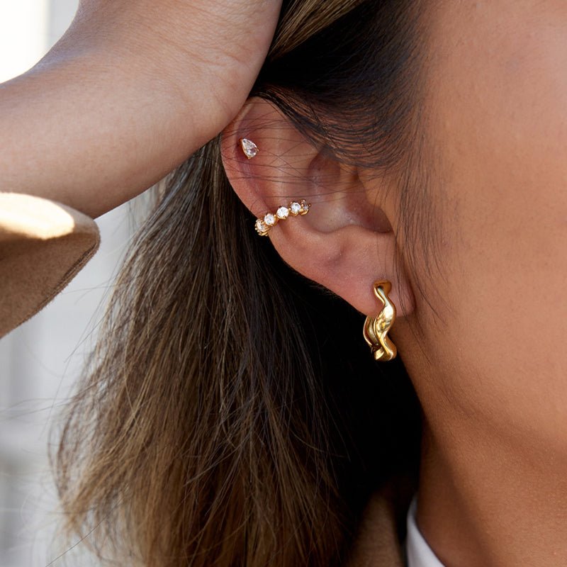 European American Fall Winter Wave Hoop Earrings Elegant High-End Stainless Steel Cross-Border Bestseller Jewelry for Women