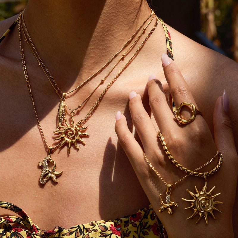 Cross-border Stainless Steel Vacation Jewelry Titanium Steel Necklace Light Luxury High-end Clavicle Chain European and American Pendant Accessories For Women