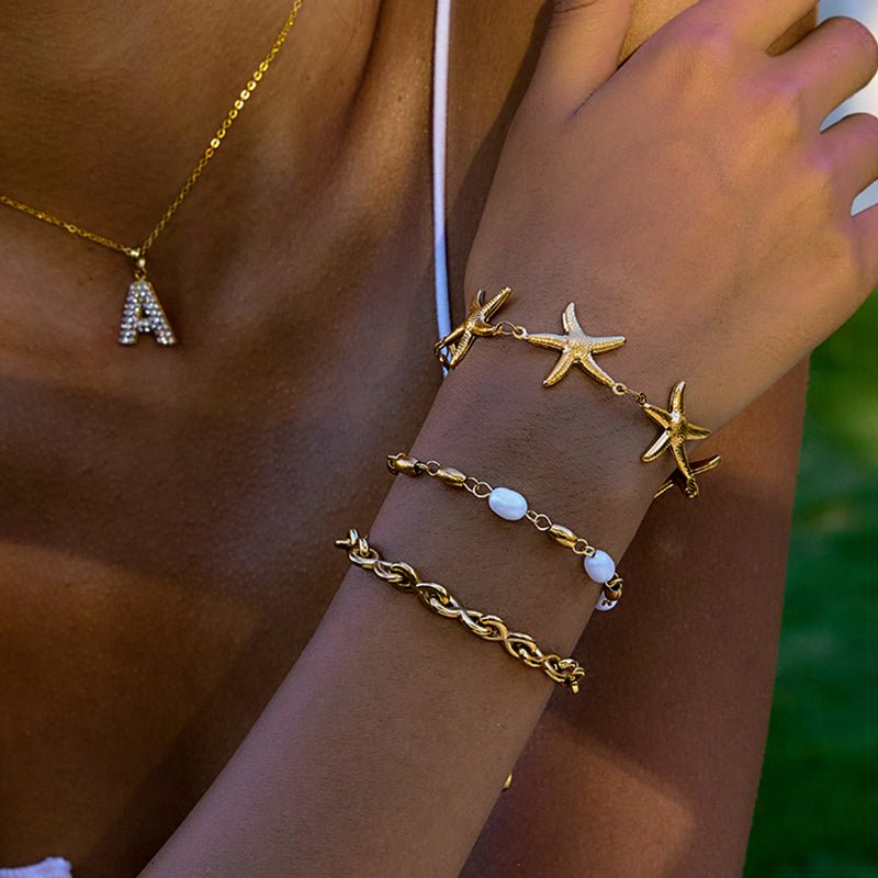 European American Titanium Steel Freshwater Pearl Bracelet Light Luxury Premium Jewelry Non Fading Titanium Steel Cross Border Hot Sale