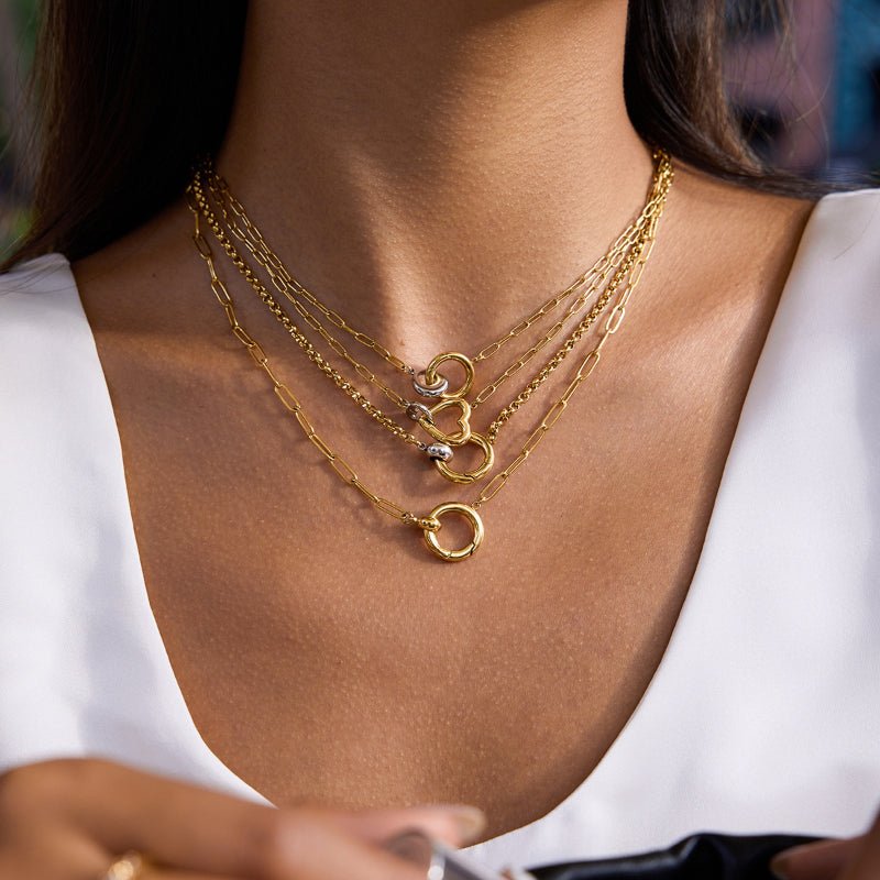 Cross Border DIY Buckle Titanium Steel Love Necklace Women Light Luxury Premium Clavicle Chain Stainless Steel Jewelry