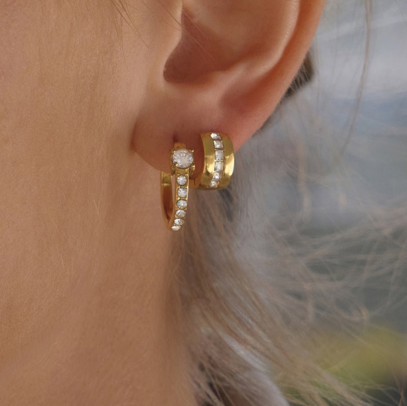 European American Stainless Steel Zircon Earrings Hoop Earrings Titanium Steel Jewelry Light Luxury High Grade Earrings Hypoallergenic