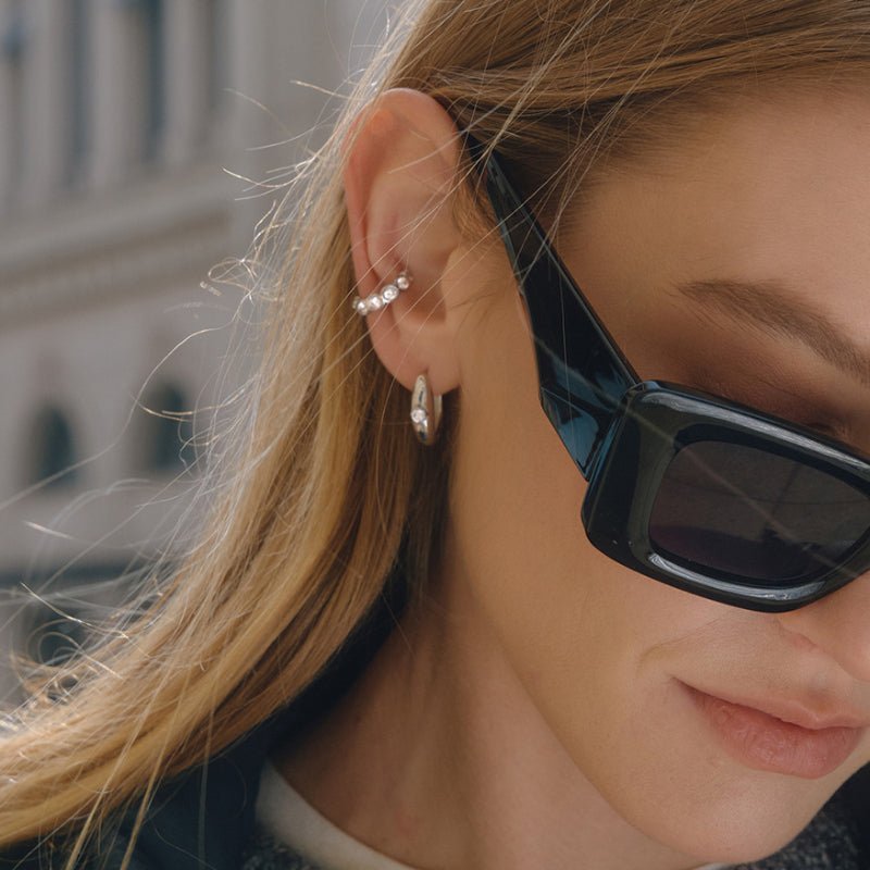 European American Stainless Steel Zircon Stud Earrings Minimalist High Grade Light Luxury Earrings Ear Cuffs Titanium Steel Cross Border Jewelry For Women