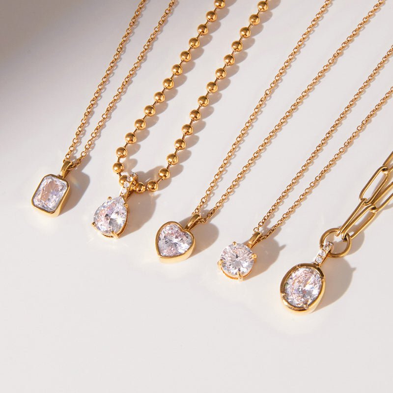 18K Plated Titanium Steel Zircon Necklace Light Luxury High-End Choker Tarnish-Free Stainless Steel Cross-Border Jewelry