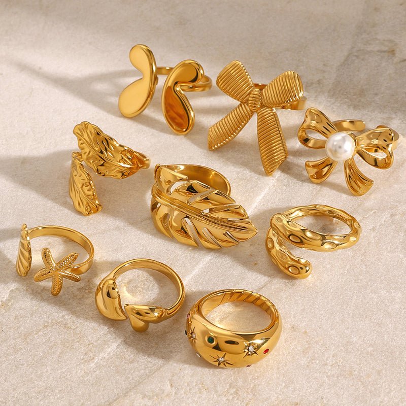 European American Stainless Steel Pearl Ring High-End Niche Unique Band Titanium Steel Tarnish-Free Cross-Border Women's Rings