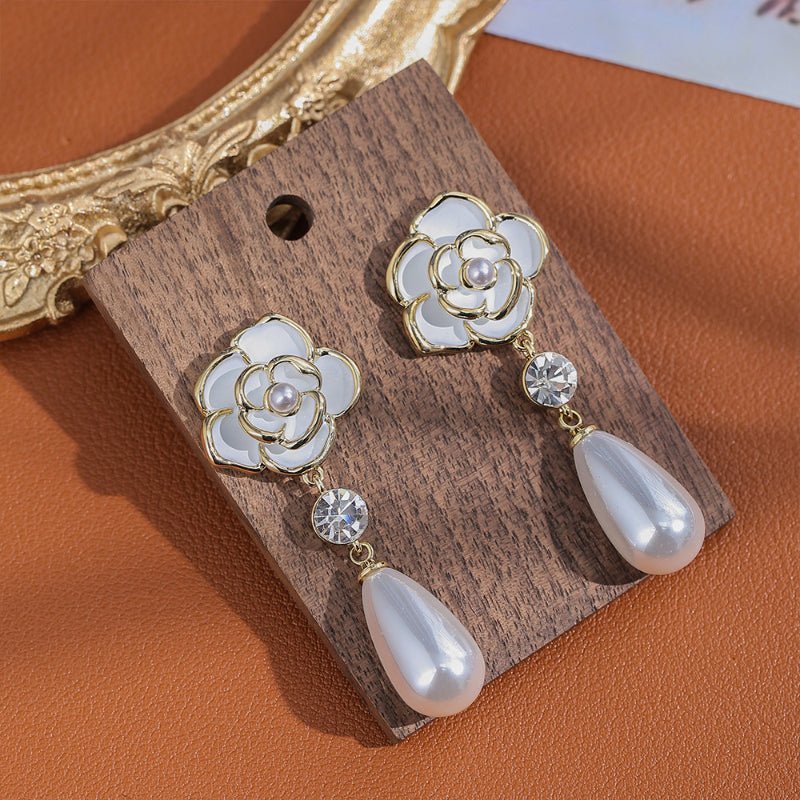 Professional OEM ODM Custom Enamel Camellia Earrings With Custom Design And Production