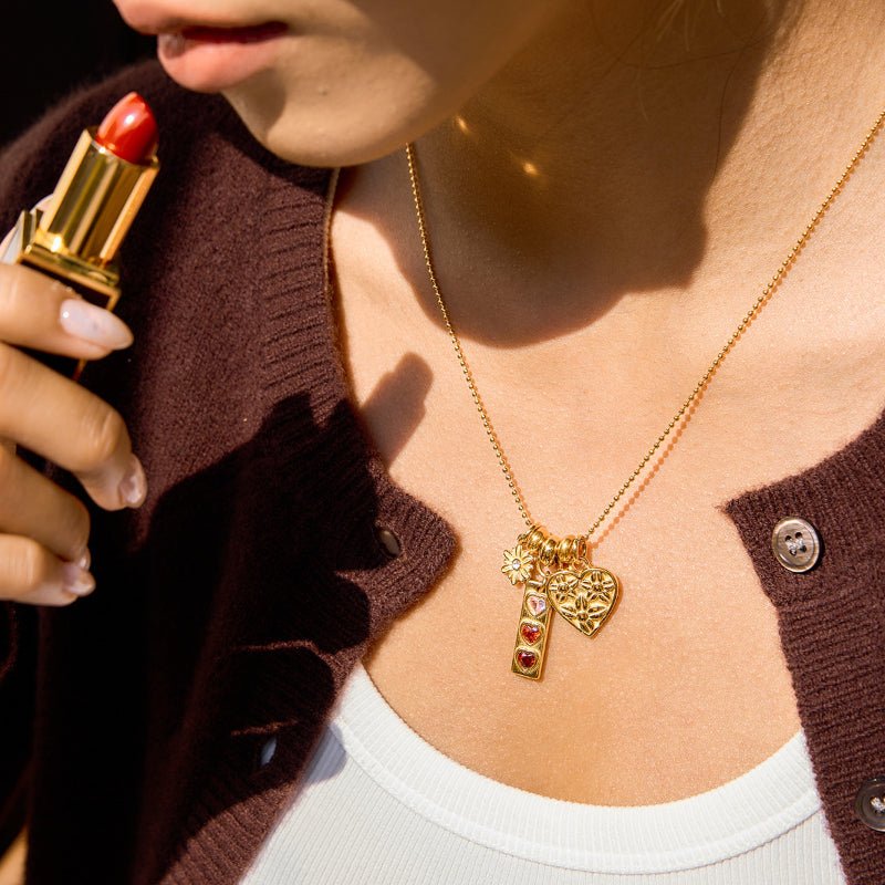 Stainless Steel Love Heart Necklace Minimalist Clavicle Chain Titanium Steel Jewelry European American Cross Border Valentine's Day Jewelry