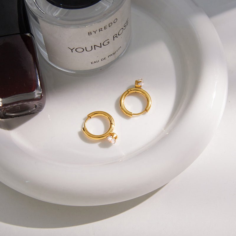 European American Stainless Steel Zircon Hoop Earrings Light Luxury High Grade Earrings For Women Non-Fading Titanium Steel Cross Border Jewelry