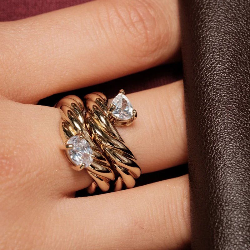 European American Zircon Ring Titanium Steel Non Fading Jewelry Light Luxury Premium Jewelry Stainless Steel Rings Cross Border