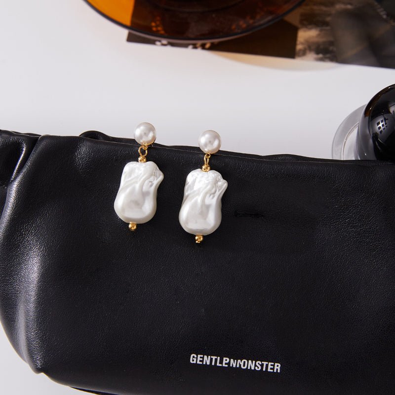 Titanium Steel Imitation Baroque Pearl Stud Earrings Light Luxury Premium Earrings Non Fading Cross Border Stainless Steel Women Jewelry