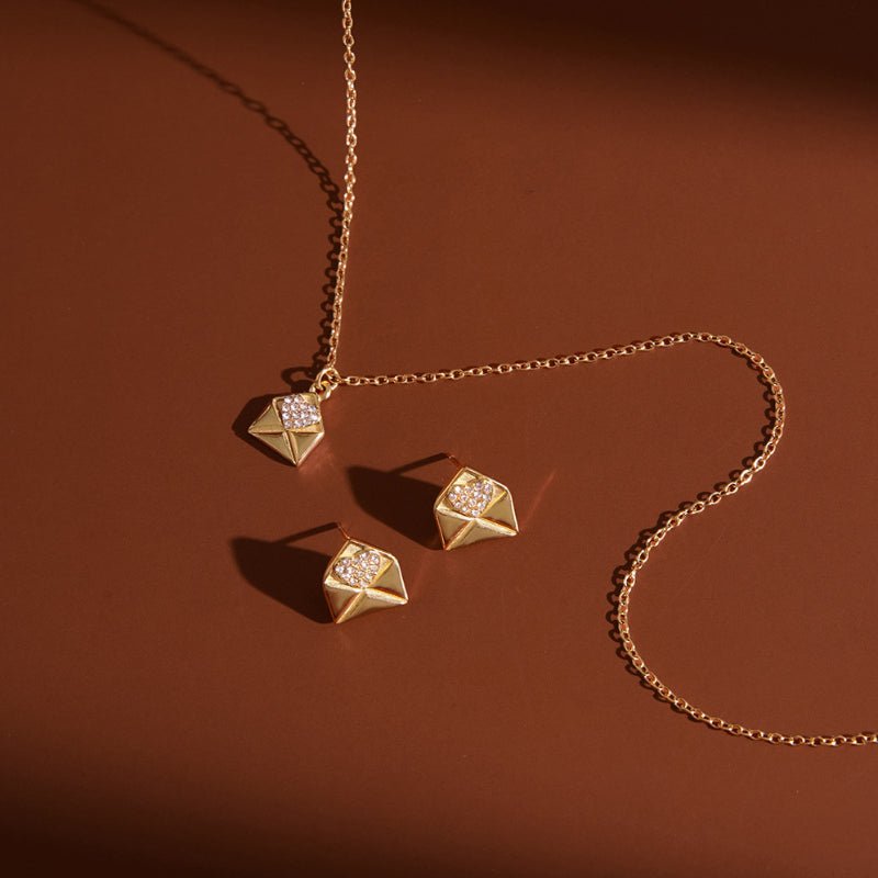 Cross Border Valentine's Day Jewelry Titanium Steel Heart Necklace Light Luxury Minimalist Clavicle Chain Stainless Steel Earrings High Grade