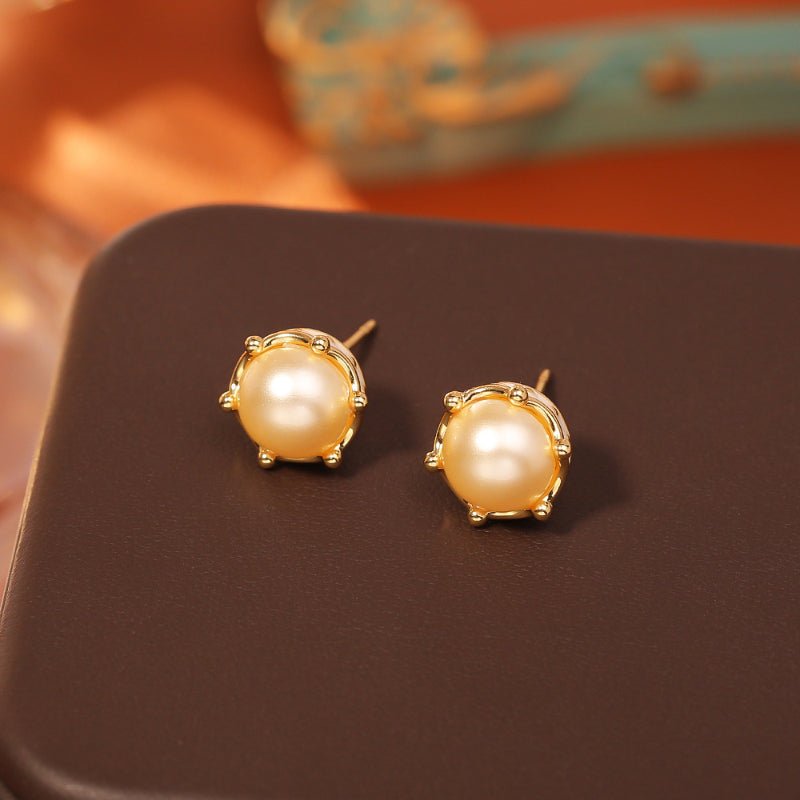 Simple Fashion Pearl Stud Earrings Daily Commute Versatile Luxury Korean Style Tiny Silver Needle Earrings