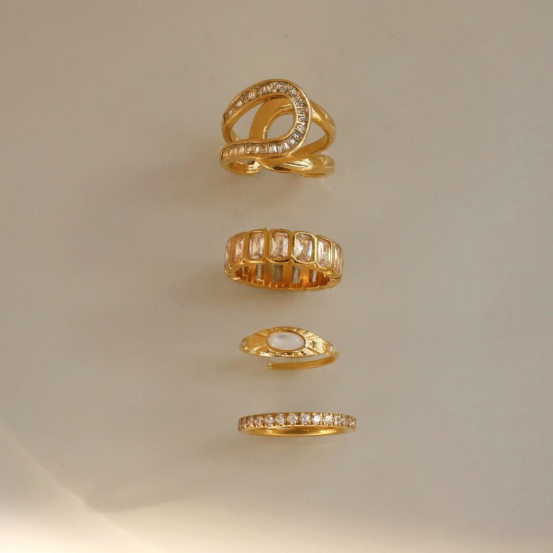 Zircon Titanium Steel Ring Minimalist High Grade Diamond Ring Stainless Steel 18K Gold Cross Border Jewelry For Women Ring