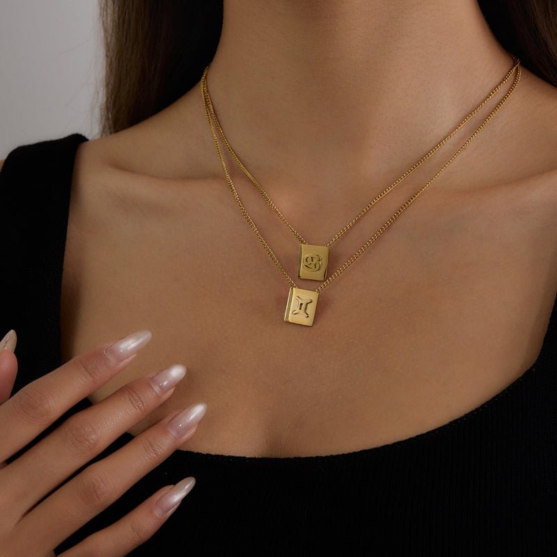 European American Zodiac Stainless Steel Necklace Minimalist High-End Collarbone Chain Titanium Steel Jewelry for Cross-Border Sale