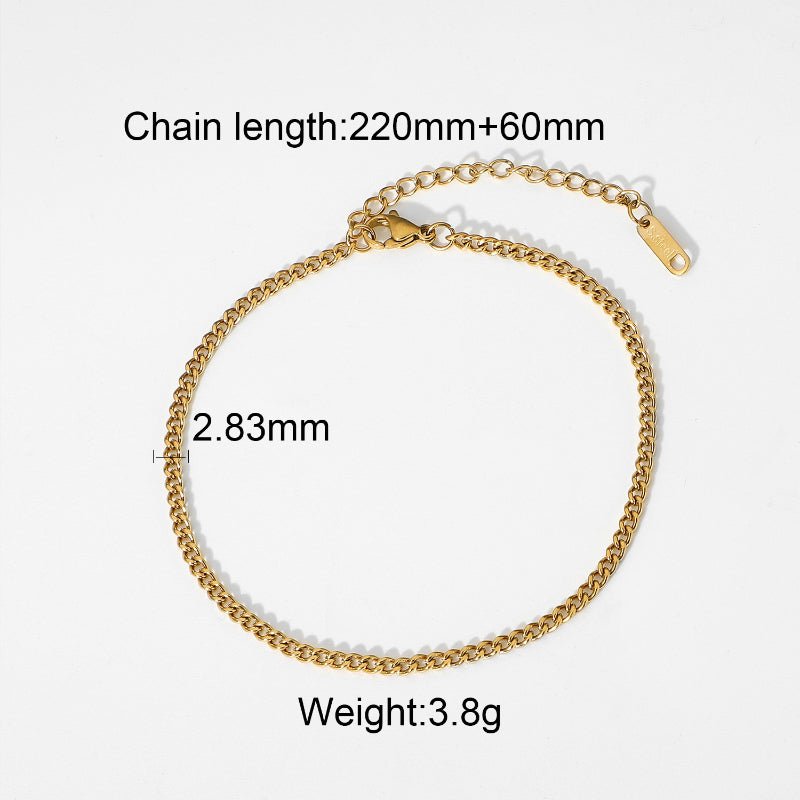 European Fashion INS Hot Selling Hip Hop Cuban Anklet For Women 316L Stainless Steel Foot Jewelry