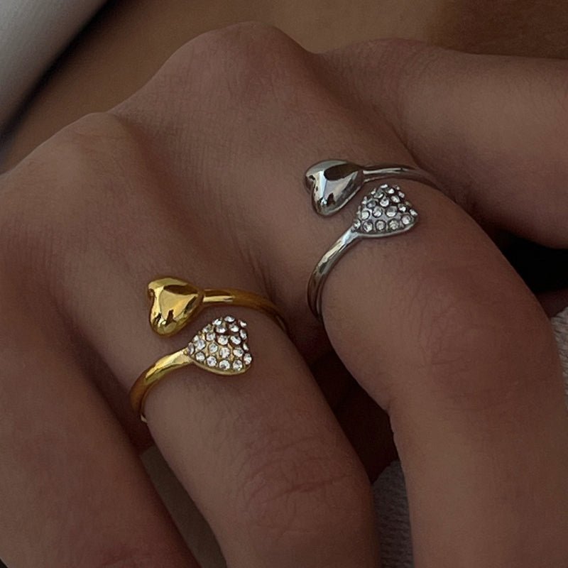 Valentine's Day Heart Ring Titanium Steel Tarnish-Free Band Light Luxury High-End Stainless Steel Cross-Border Jewelry for Women