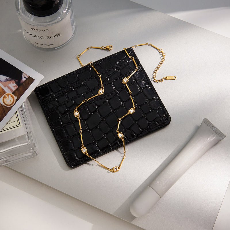 Rhinestone Titanium Steel Necklace Light Luxury Minority Clavicle Chain Non Fading Accessories For Women Stainless Steel European and American Cross Border Jewelry