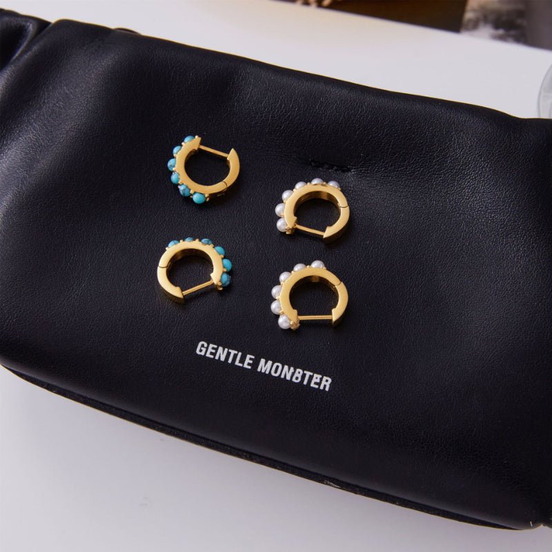 Titanium Steel Faux Pearl Earrings Light Luxury Premium Earrings Blue Turquoise Hoop Earrings Stainless Steel Women Jewelry Non Fading