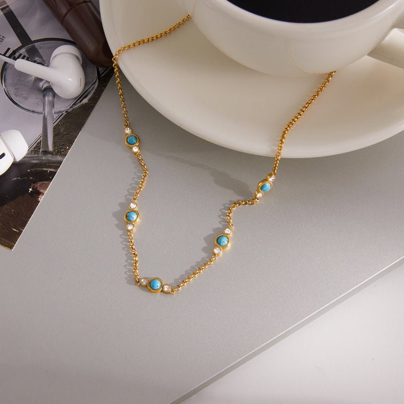 Freshwater Pearl Titanium Steel Necklace Light Luxury Niche Clavicle Chain European American Choker Stainless Steel Cross Border Jewelry Premium