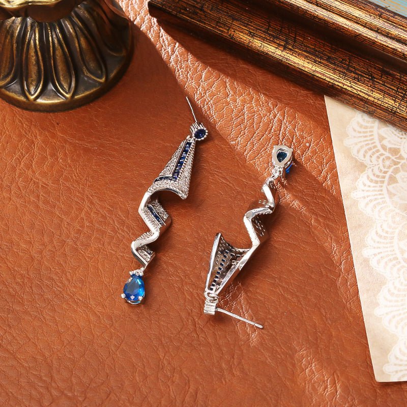 Light Luxury Satin Zircon Stud Earrings Creative Long Design Elegant Exquisite Famous Style Earrings