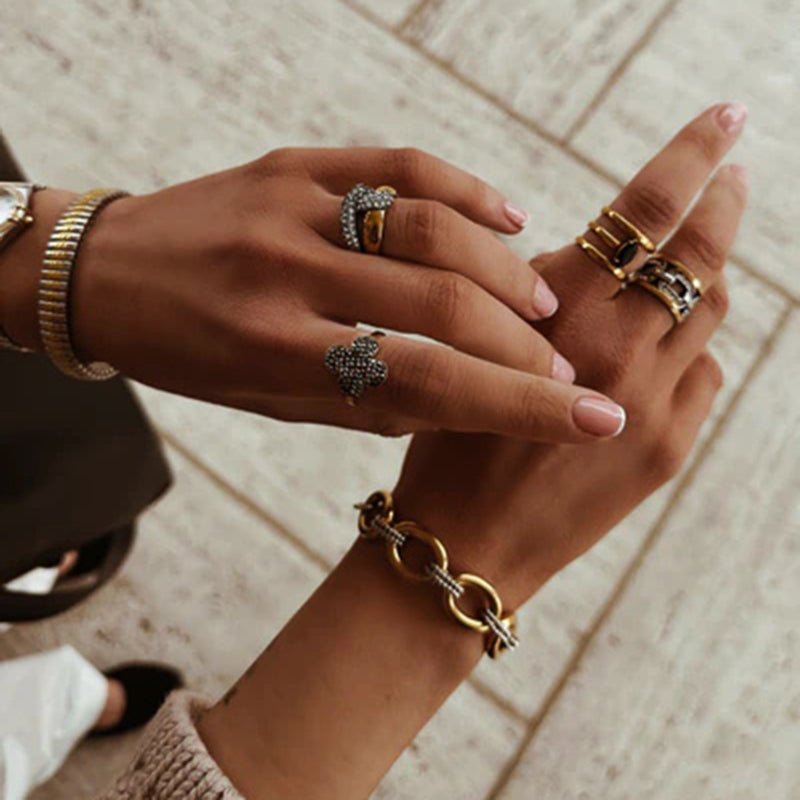 European American Style Color Block Stainless Steel Bracelet Non Fading Titanium Steel Luxury Fashion Jewelry