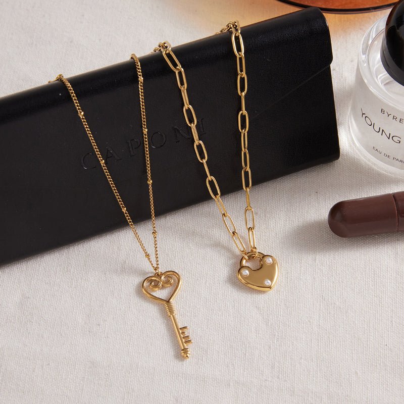 European American Titanium Steel Heart Necklace Light Luxury Niche Clavicle Chain Stainless Steel Jewelry For Women Cross Border Valentine's Day Jewelry