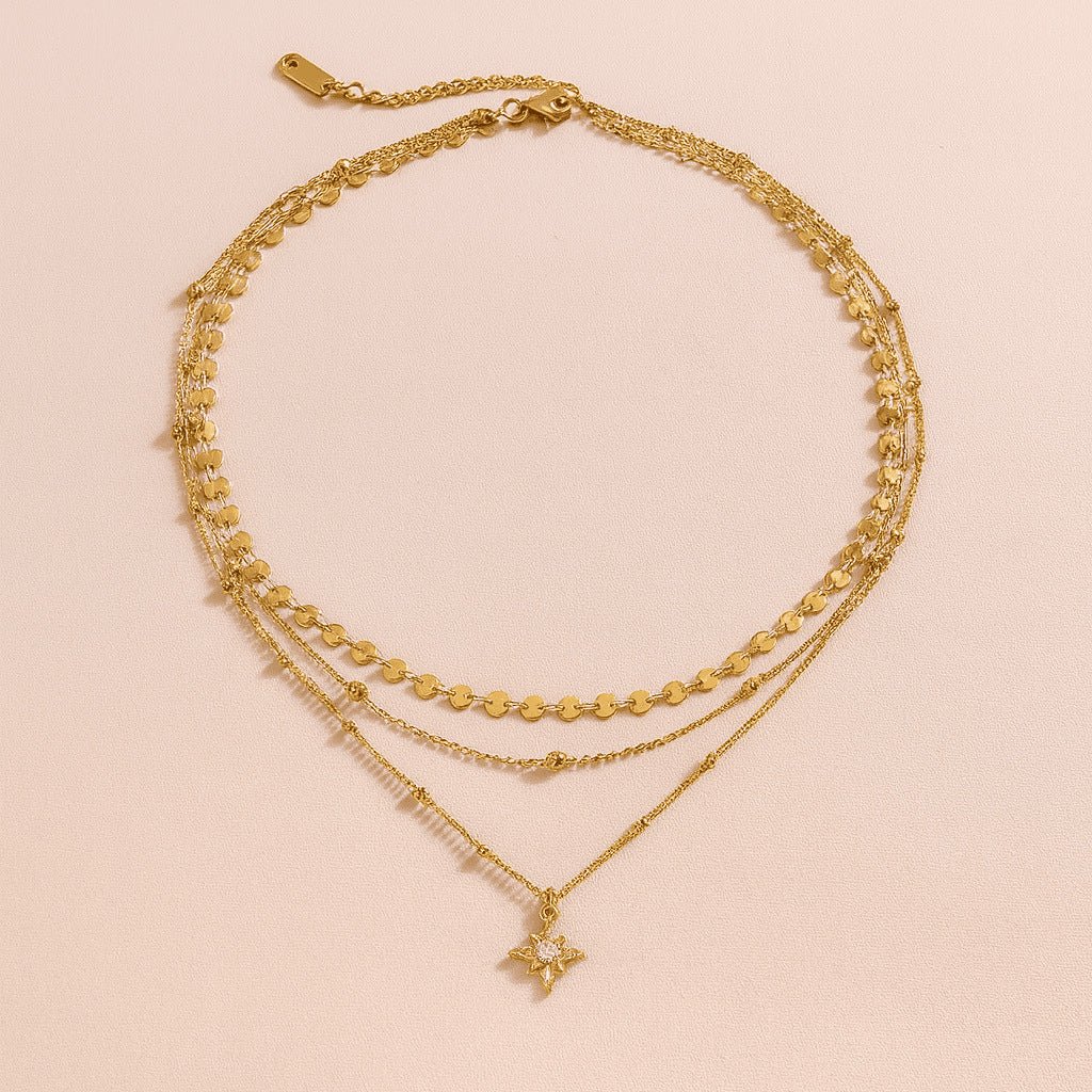 European American Star of David Necklace Multi Layer Stainless Steel Light Luxury Titanium Steel Choker High-End Cross-Border Jewelry