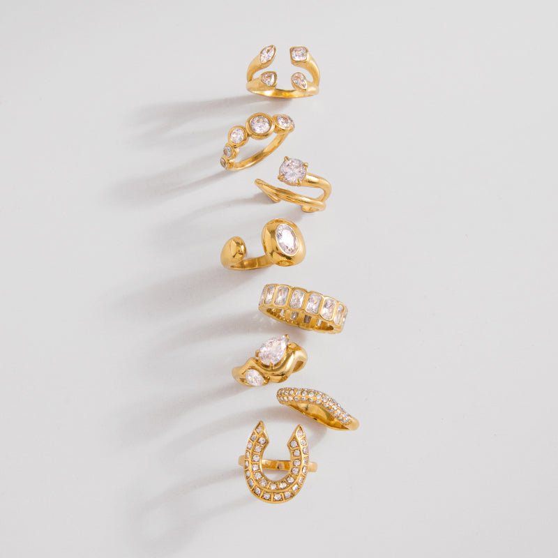 European American Zircon Titanium Steel Ring Minimalist High Grade Korean INS Style Adjustable Opening Ring Stainless Steel Cross Border Jewelry