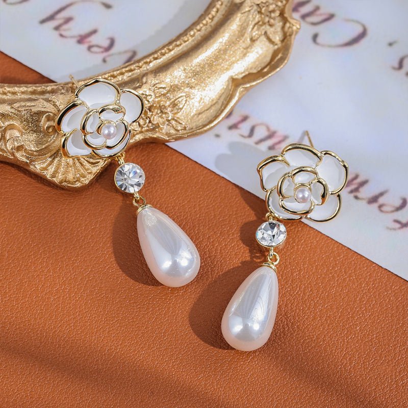 Professional OEM ODM Custom Enamel Camellia Earrings With Custom Design And Production