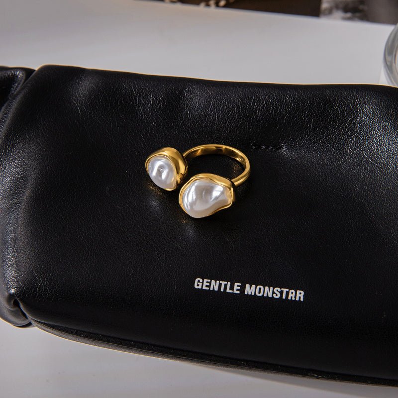 Imitation Baroque Pearl Ring Titanium Steel Non Fading Jewelry Light Luxury Premium Stainless Steel Autumn Winter Women Accessories