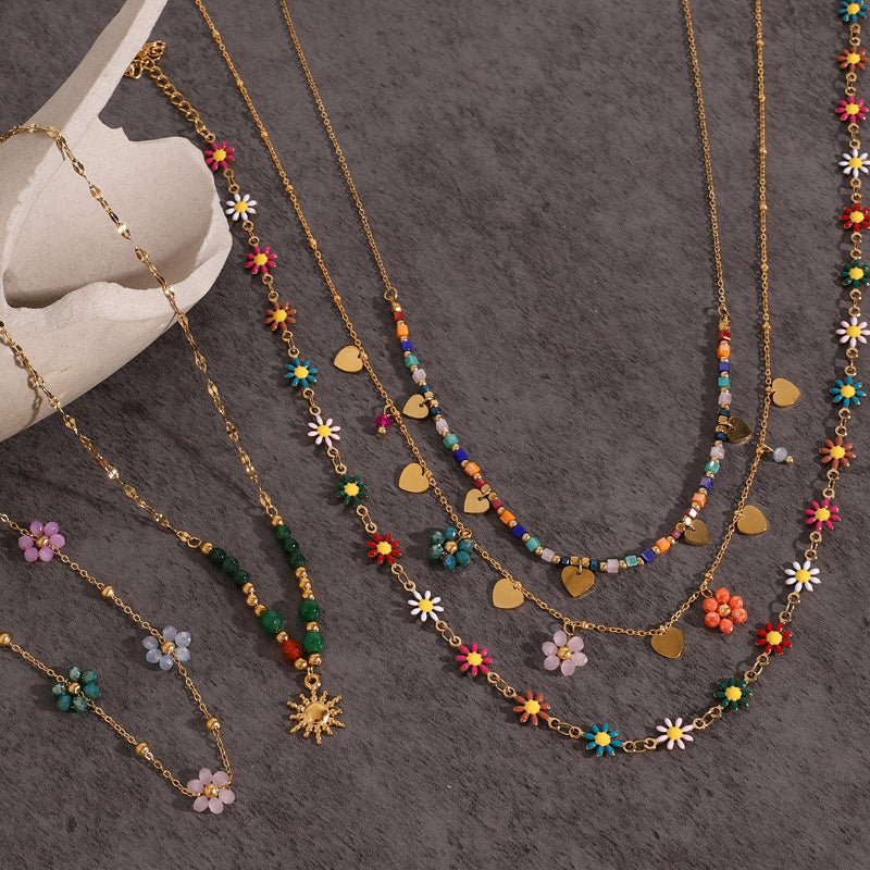 European American Titanium Steel Necklace Boho Style High-End Clavicle Chain Vacation Cross-Border Stainless Steel Jewelry for Women