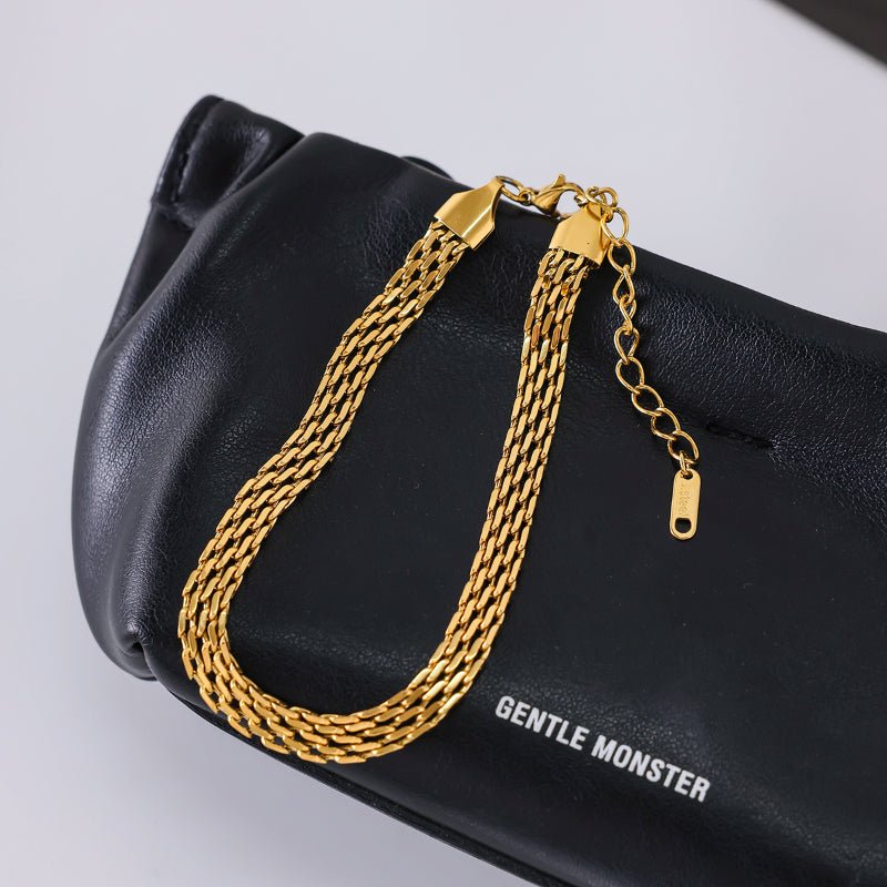 European American Stainless Steel Gold Anklet No Need To Take Off When Bathing High Grade Titanium Steel Foot Jewelry Non Fading Cross Border