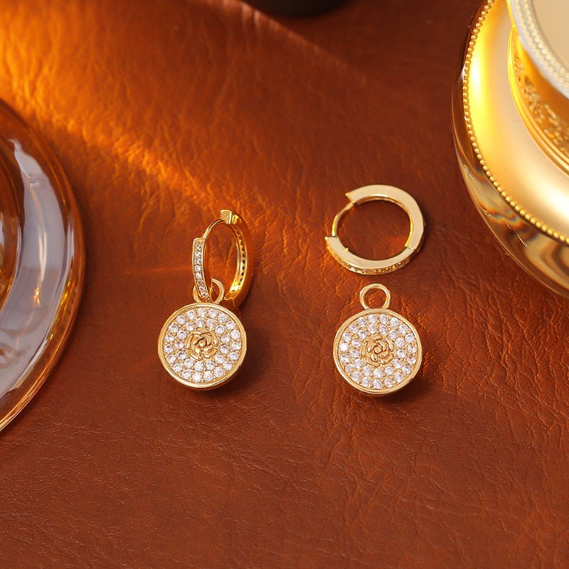 Two Wear Style Exquisite Zircon Earrings Fashion Luxury Temperament Rose Earrings Daily Commute Trendy Drop Earrings