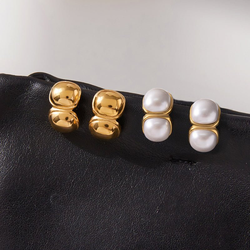 Titanium Steel Faux Pearl Stud Earrings Niche Premium Earrings Non Fading Stainless Steel Jewelry Light Luxury Cross Border