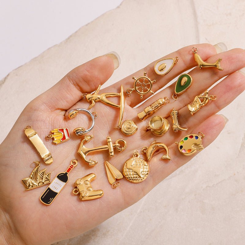 European Cross Border Titanium Steel Bracelet DIY Accessories Stainless Steel Necklace Pendant Charms Jewelry Making Supplies