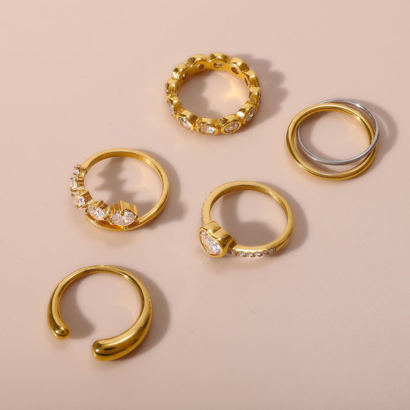 Stainless Steel Love Heart Zircon Ring For Women Minimalist High Grade Korean INS Style Finger Ring Titanium Steel Cross Border Jewelry