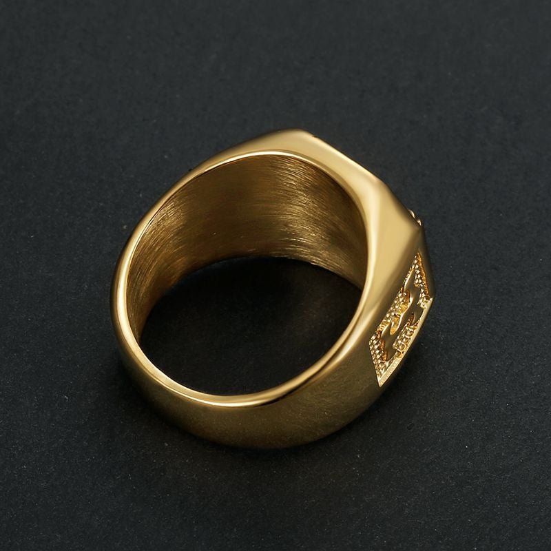 European and American Cross-border New Hot Selling Hip Hop Stainless Steel Gold Plated Enamel Flying Eagle Domineering Men Ring