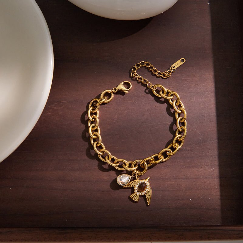 European American Stainless Steel Bird Bracelet Light Luxury High Grade Stackable Bangle Non Fading Titanium Steel Cross Border Jewelry For Women