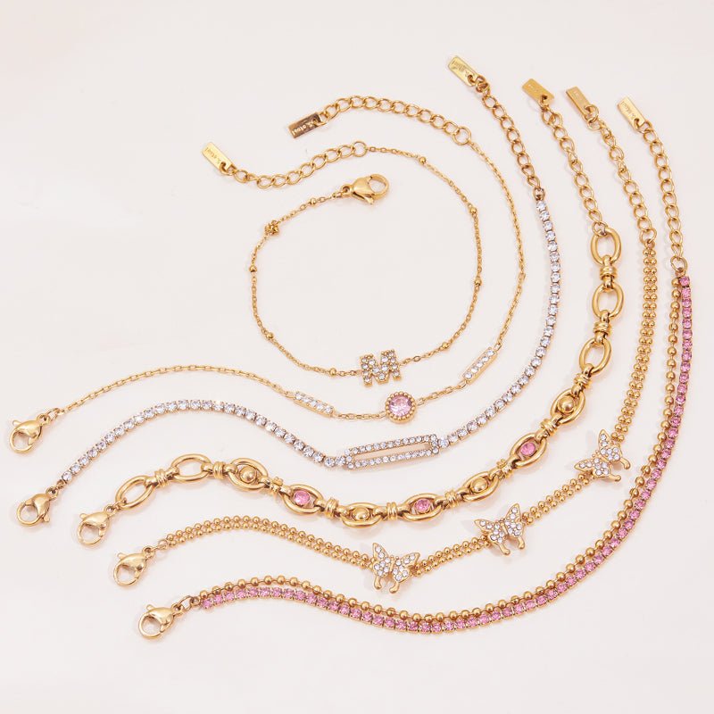 European and American Style Stainless Steel Zircon Bracelet For Women Light Luxury High End Jewelry Non Fading Titanium Steel Jewelry Cross Border Hot Sale