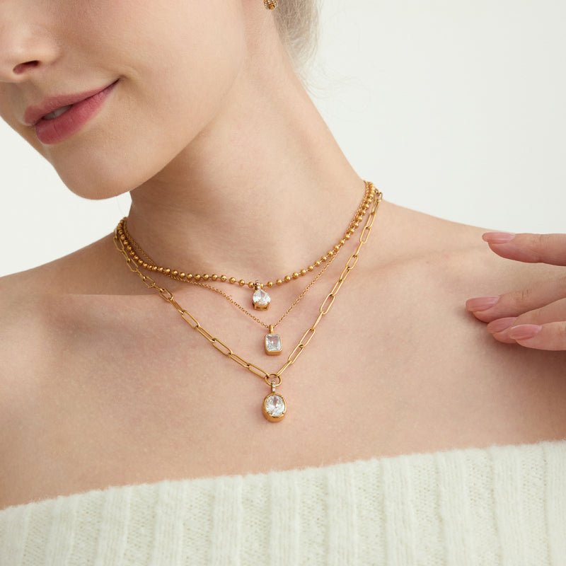 18K Plated Titanium Steel Zircon Necklace Light Luxury High-End Choker Tarnish-Free Stainless Steel Cross-Border Jewelry